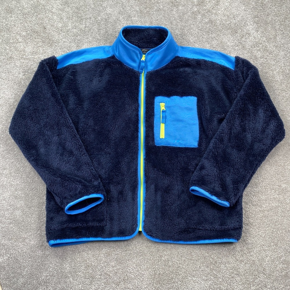 J Crew Women's Full Zip Fleece Super Plush Sherpa Jacket Size S‎ Navy Blue AH858